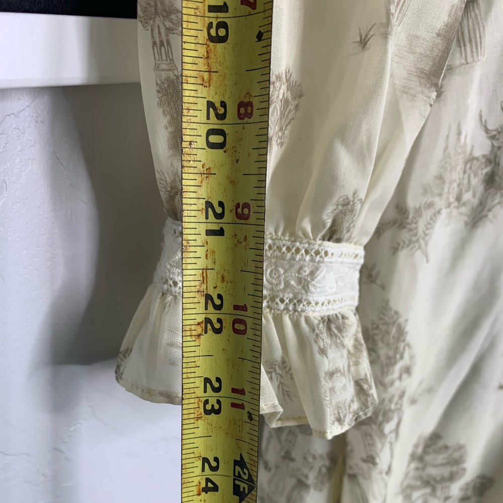 *SOLD* Simple Retro Cottage Core Lyric Printed Stand Collar Midi Dress Size Smal - Picture 5 of 16